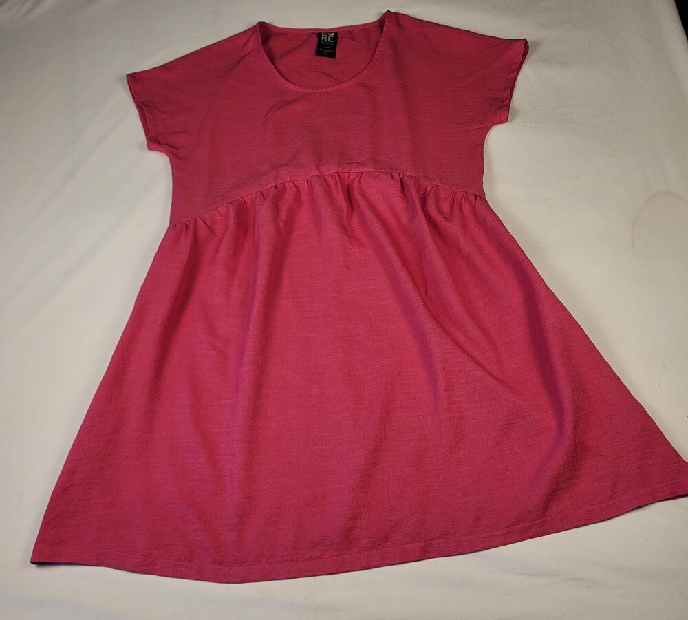 PURE Essence Dress Womens Medium Pink Scoop Neck Fit & Flare Pockets Jersey Knit